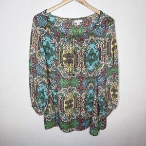 Charter Club Plus Size Top 2X Boho Paisley Women’s Blouse